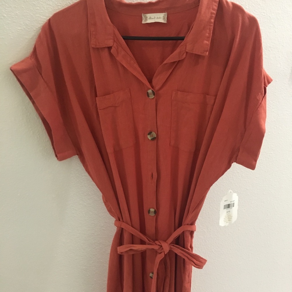 Burnt Orange Button up Dress